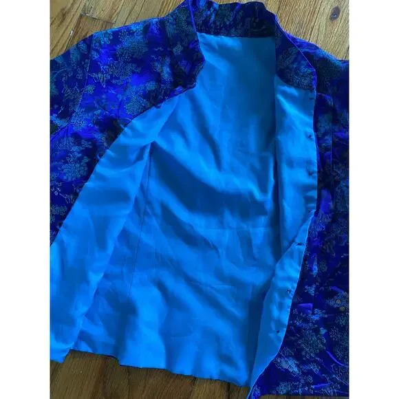 Womens Chinese Style Blouse Cheongsam Short Sleeve Qipao Top Silky Button Down M - Picture 3 of 4